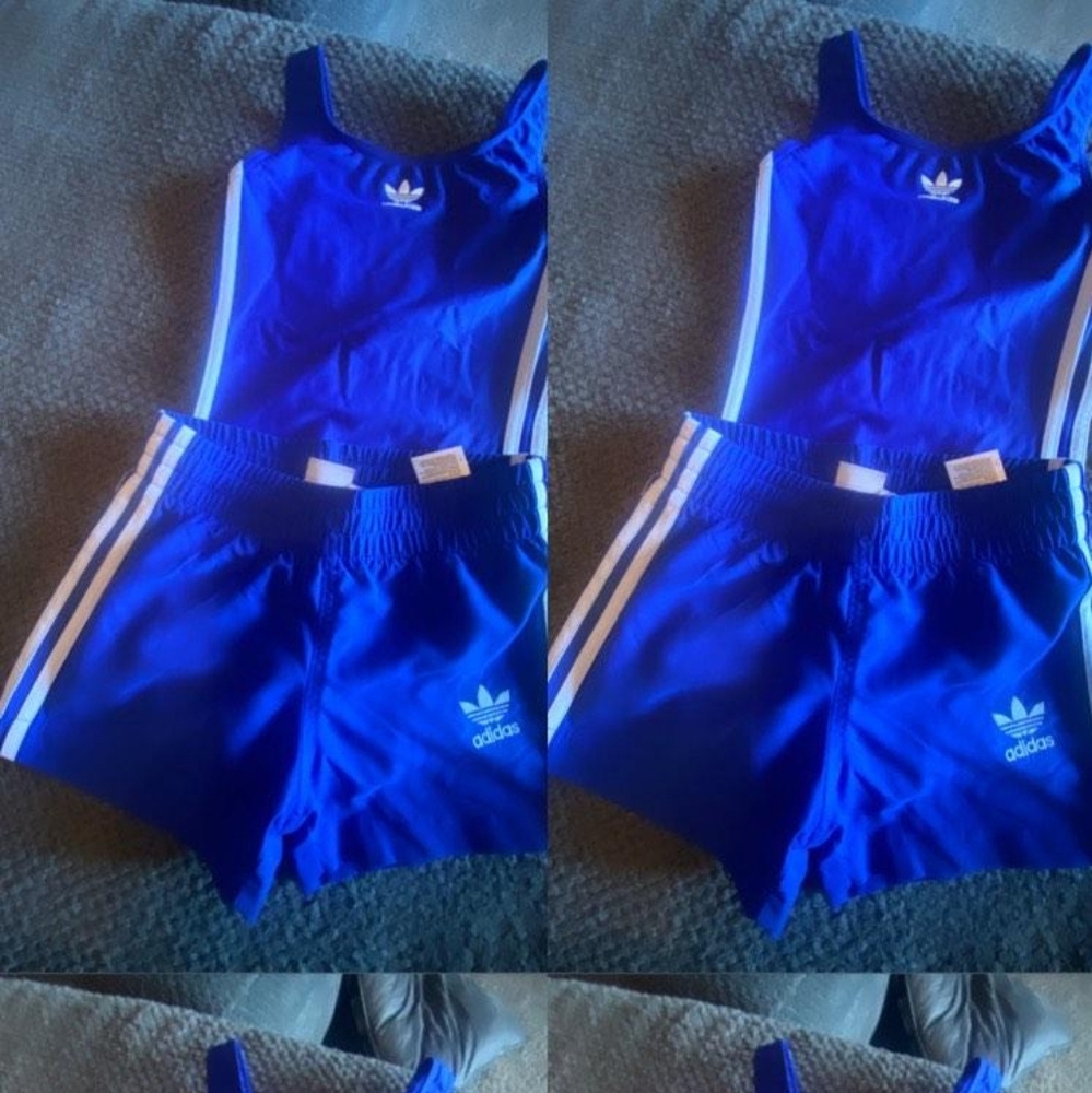2 piece adidas swimsuit and shorts